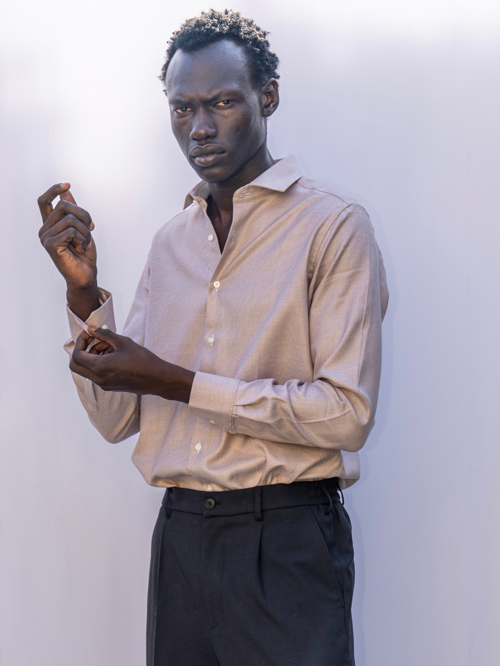 Beige Diagonal Mouliné Shirt – Sixteen O Two