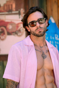 Pink Linen Half-Sleeve Shirt