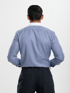 Navy Houndstooth White Collar Shirt