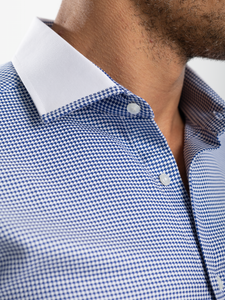 Navy Houndstooth White Collar Shirt